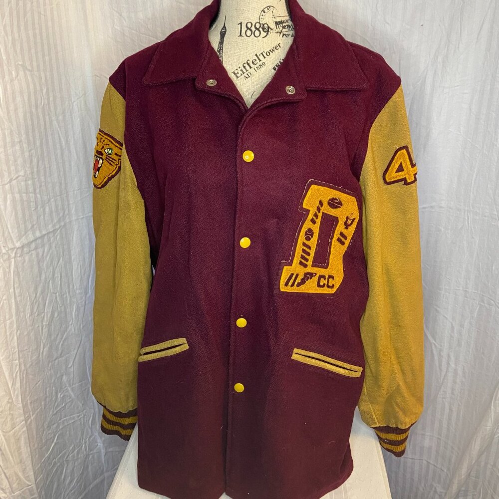 Letterman Jacket Burgundy and Gold - Picture 1 of 10